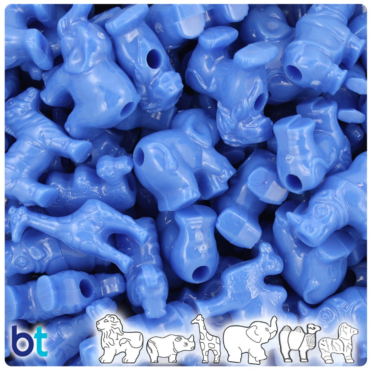 BeadTin Periwinkle Opaque Safari Animal Plastic Pony Beads (2oz)